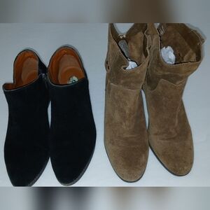 Lucky Brand Suede Booties – Set of 2 | Women’s Size 8 | Black & Tan